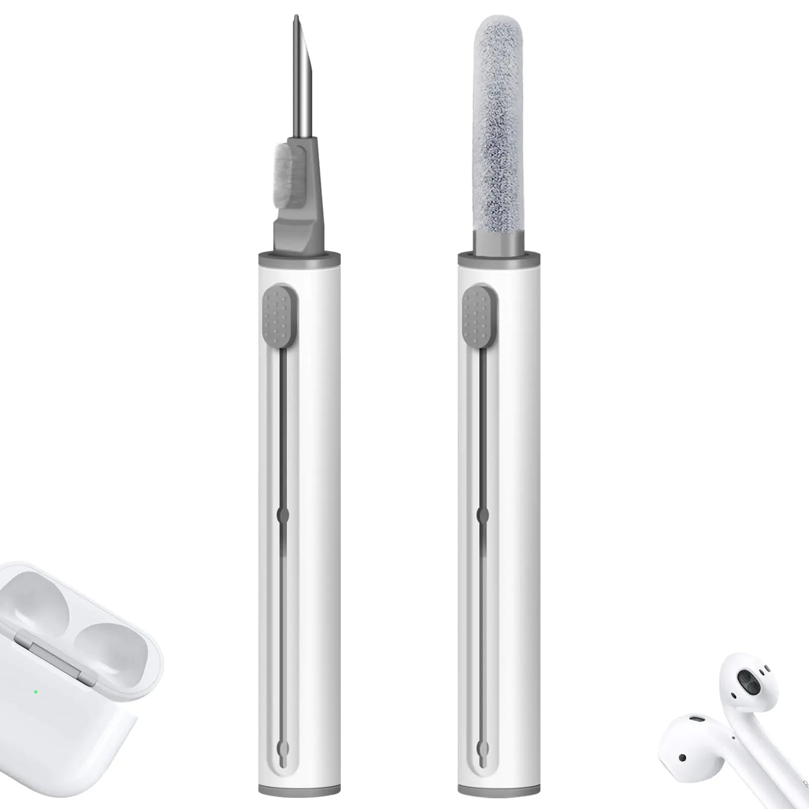 MOLOVA Multi-Function 3 in 1 Phone Cleaning Kit for Airpod Cleaner Kit Pen with Soft Brush Flocking Sponge，for Airpods Cleaning Kit Tools Suitable for Airpod Bluetooth Headset Mobile Phone (White)
